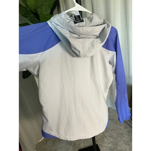 Patagonia Womens Small Colorblock Hooded Windbreaker Jacket Grey Blue Full Zip - Picture 5 of 6